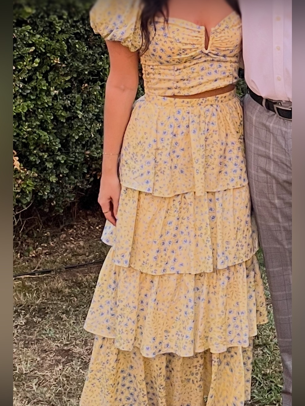 Abercrombie and Fitch Tiered Yellow Floral Maxi Skirt